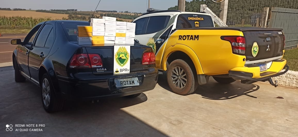 Região - Em duas ações, ROTAM apreende carro com contrabando e recupera veículo furtado • Portal Guaíra