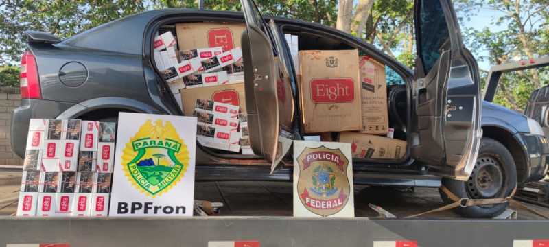 Guaíra - BPFron e PF apreendem veículos carregados com cigarros contrabandeados • Portal Guaíra