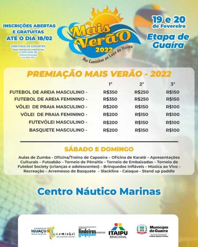 Guaíra - Hoje e domingo município realiza o Mais Verão 2022; veja a programação • Portal Guaíra