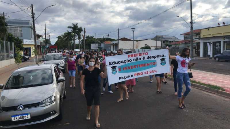 Terra Roxa – Professores realizam manifestação em frente a Prefeitura Municipal • Portal Guaíra